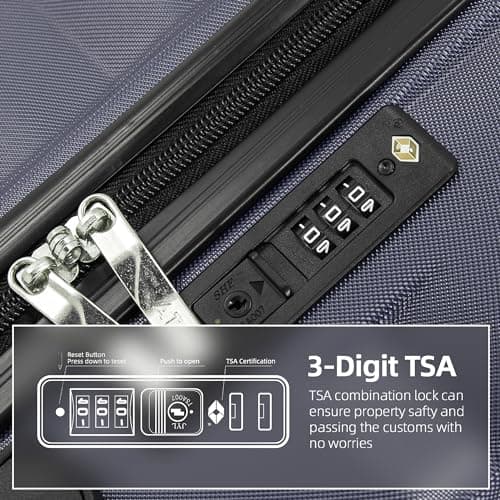 ATX Luggage Suitcase Large Hardshell 4 Dual Spinner Wheels Super Lightweight ABS Hold Check in with Built-in TSA Lock (Morrocan Blue, 110 Liter) — view 3