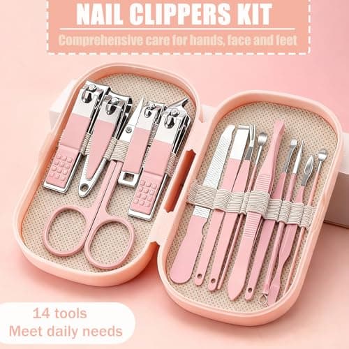 ILOVMUP 14PCS Small Manicure Set for Women, Nail Clippers with Travel Case — view 2