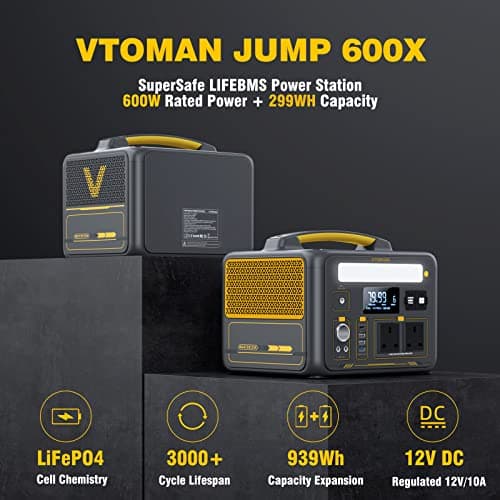VTOMAN Jump 600X Portable Power Station 299Wh LiFePO4 Battery, 60W USB-C — view 2