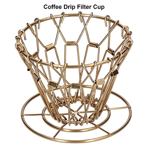 Gold Stainless Steel Foldable Coffee Dripper Portable Filter Cup for Home and Travel — view 3