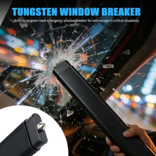 JMEST LEAD Smart Steering Wheel Lock with 5 Unlocking Methods (IC Card/Fingerprint/Password/Key/NFC),Rechargeable Anti-Theft Car Device with Car Alarm, Window Breaker,Universal Fit for Most Vehicles — view 4