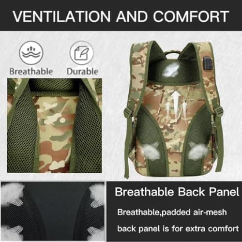 outdoor plus 40L Tactical Military Hiking Backpack, USB Type-C for Boys Men — view 4