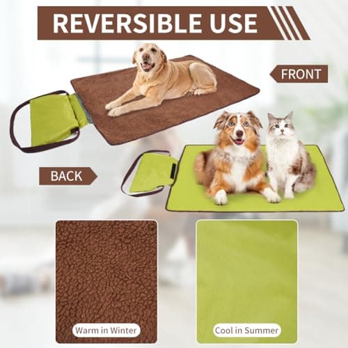 Adiwo Portable Pet Throw Blanket, 100x70cm Foldable Waterproof Reversible Floor Mat for Dogs Cats, Large Washable Dog Bed Blanket for Indoor Outdoor Camping Travel — view 4