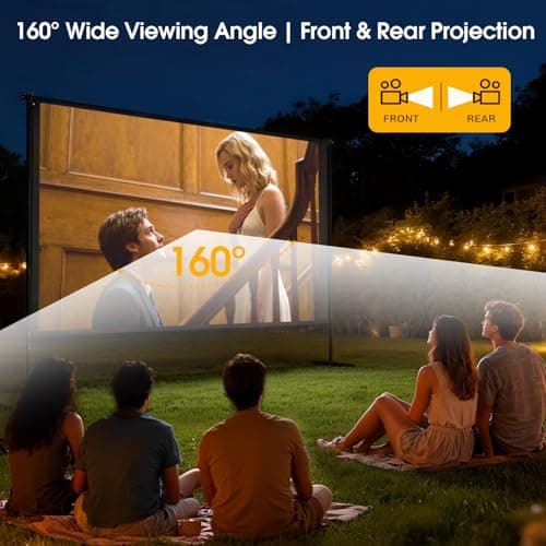 Outdoor Projector Screen with Stand, 120 inch Portable Projection kit 16:9 4K HD Wrinkle-Free Indoor Outdoor Movie Screen with Carry Bag for Home Theater and Backyard Movie Night — view 5