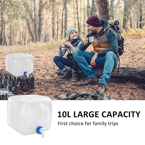 10L Collapsible Water Container with Spigot Large Capacity Foldable Water Canteen Lightweight Portable Water Carrier with Handle Square Water Bucket for Outdoor Camping Hiking Emergency Survival — view 5