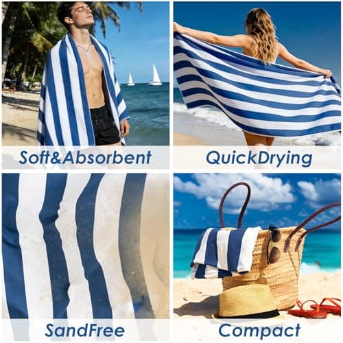 Muztaga Microfibre Beach Towel - Sand Free, Quick Dry, Large 160 x 90 cm Striped Pool Towels for Adults & Kids, Lightweight Compact Travel Towel with Bag for Holiday & Gym (Pink) — view 3