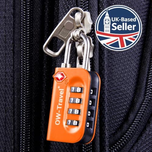 OW-Travel Suitcase Locks, TSA Approved Luggage Padlocks, Orange, 2 Pack — view 3