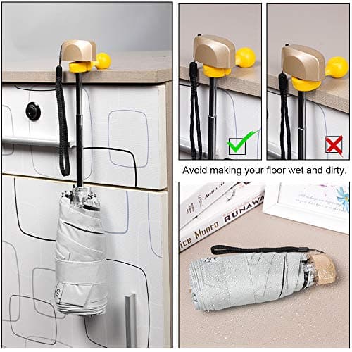 Vicloon Mini Umbrella, Pocket Umbrella Gray with Golden Handle, 210T Black Rubber Cloth & 6 Aluminum Alloy Ribs, Foldable Compact Travel Umbrella, UPF>50+ UV Resistance — view 5