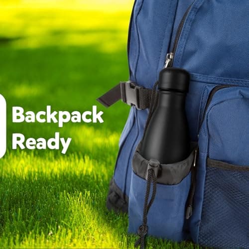 Volhoply 350ml/12oz Small Water Bottle Stainless Steel, BPA Free Insulated Water Bottles, Double Wall Cola Shape Flask, Keeps Cold 24 Hours and Hot 12 Hours for Kids Handbag (Black) — view 6