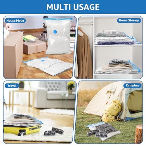 Vacuum Storage Bags for Clothes, Bedding, Duvets and Blankets, Heavy-Duty Space Saver Compression Bags with Airtight Double-Zip Seal, Leak-Proof Reusable Design, Hand Pump Included (8 Jumbo-100x70cm) — view 4