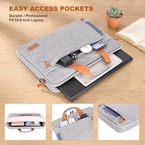 Estarer Laptop Messenger Bag 17-17.3 Inch Mens Satchel Shoulder Bag for Work (Light Grey-slim, 17-17.3 Inch) — view 3