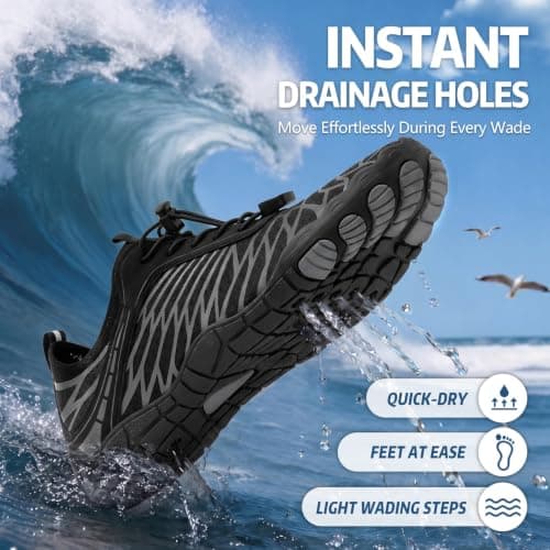 Hike Barefoot Shoes Womens Mens Walking Running Gym Trainers Wide Fit Non-Slip Lightweight Outdoor Swim Surf Water Shoes Black — view 5