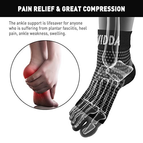 AVIDDA Plantar Fasciitis Socks 1 PAIR, Compression Foot Sleeves for Sport Arthritis Pain Relief, Ankle Support Brace for Men and Women Black L — view 6
