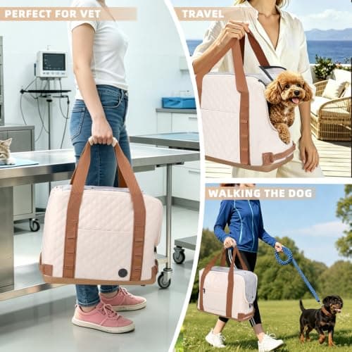 Dog Purse Carrier for Small Dogs, Soft Cat Carrier Tote Bag with Pockets, Portable Lightweight Pet Carrier for Puppies Kittens Rabbits Up to 11 lbs Ideal for Shopping Outdoor Walking Travel — view 6