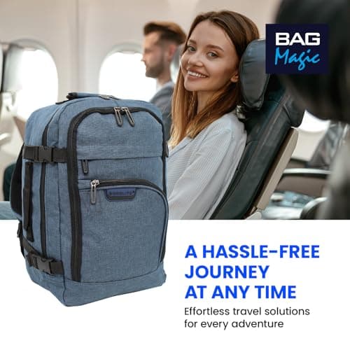 Bordlite Travel Underseat Cabin Approved Backpack, Lightweight Travel Rucksack, Premium Carry on Bag, 40x20x25cm - Navy — view 5