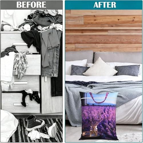Romantic Lavender Travel Laundry Bags,Large Wet Dry Bags Waterproof Dirty Clothes Bag with Handle,Washable Laundry Bag,Reusable Storage Bag for Swimsuits, Beach, Pool,Gym One Size — view 4