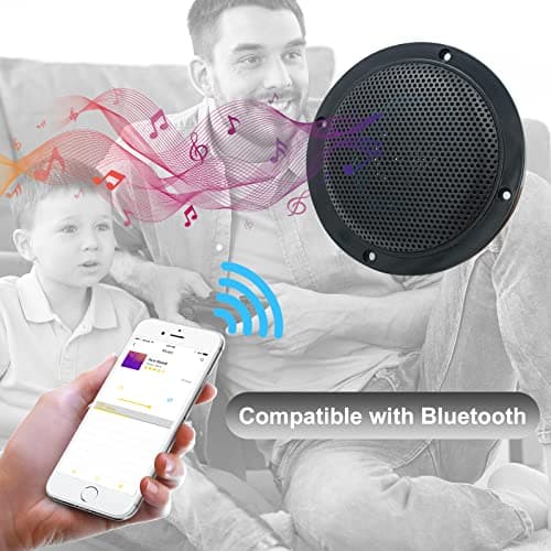 Herdio 160W 4 Inch Ceiling Bluetooth Speaker Kit Amplifier Water Resistant Ceiling Speakers For Bathroom Kitchen Home Outdoor (BLACK) — view 3