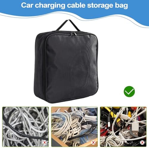 Electric Car Charger Case – Vehicle Battery Jumper Cable Bag, Portable Oxford Fabric Organizer, Secure Charger Storage Solution, Compact Automotive Equipment Carrier | Car Interior Trunk Travel Mainte — view 4