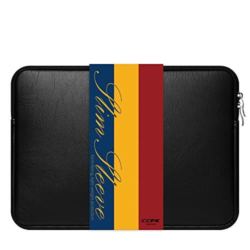 CCPK 14" (Narrow Bezel) Laptop Sleeve Compatible for 13 Inch MacBook Air Pro Hp 14 Inch Laptop Cover Chromebook 14 In Pavilion 360 Acer ASUS Lenovo 14in Computer Case Bag Waterproof PU Leather, Black — view 2