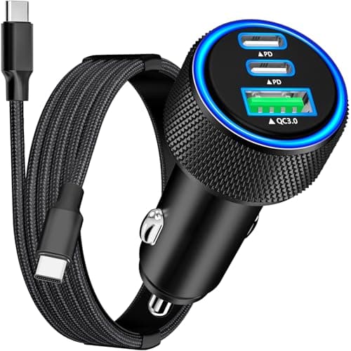 Apple MFi Certified iPhone 17 Car Charger 3Port 67W USB-C&USB-A Car Charger