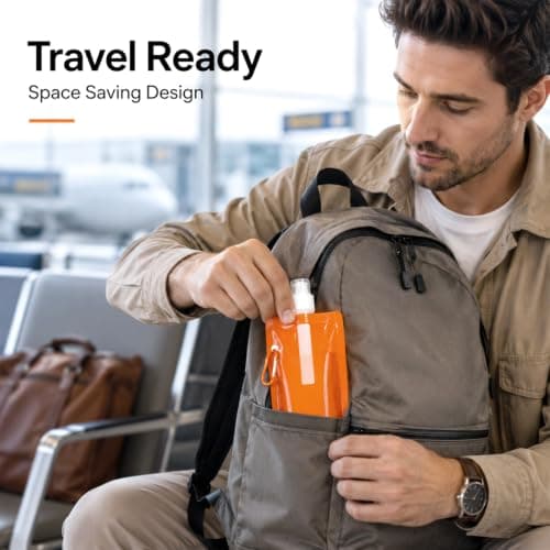 7 Foldable Water Bottles with Carabiner Clip 500ml Collapsible Flasks — view 4