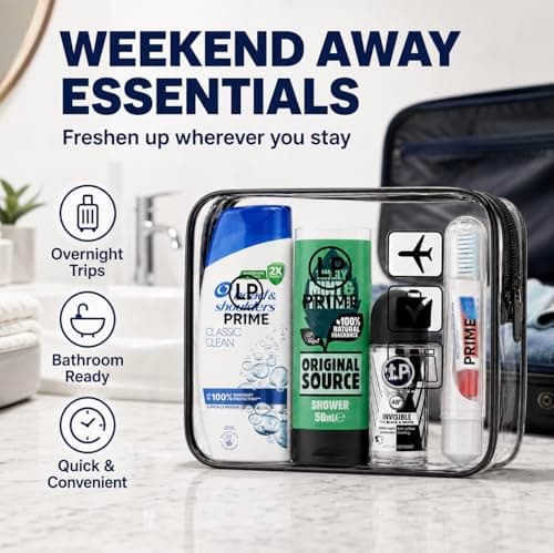 Men's Travel Toiletries Kit, 6-Piece Mini Toiletries with Clear Bag — view 5