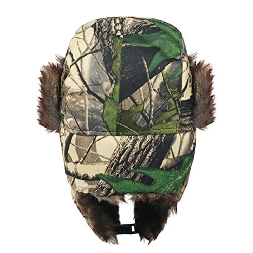 TINAYAUE Winter Trapper Hunting Hat with Ear Flaps Fallen Leaf Camo Cap Faux Fur Ushanka Russian Warm Hat Unisex Windproof Hunter's Hat Cold Weather Winter Hats for Hunting, Skiing, Hiking — view 5