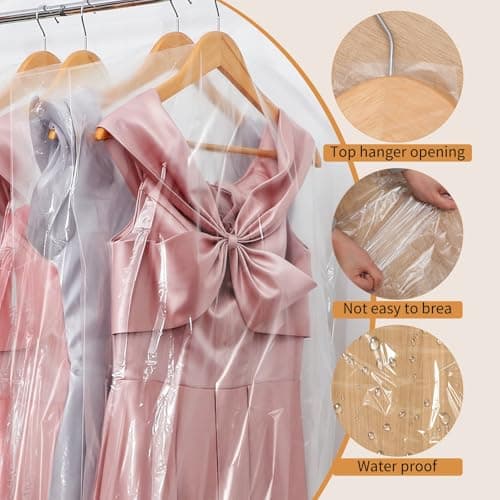 35 Pack Plastic Clothes Covers, Dry Cleaning Bags, Garment Bags 60 * 140 cm — view 5