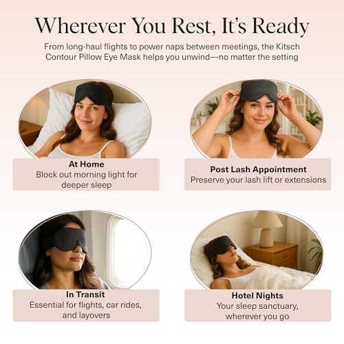Kitsch Contour Satin Sleep Mask | Eye Masks for Sleep - Charcoal — view 6