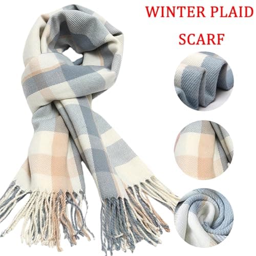 GWAWG Winter Tartan Scarf for Women Warm Long Soft Cashmere Shawls Fashion Accessories for Christmas Holiday Outside Gifts — view 3