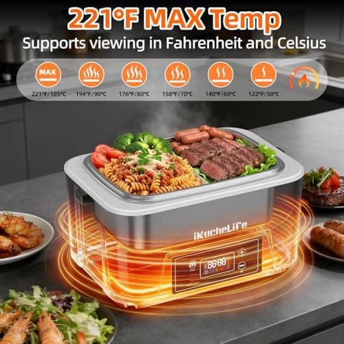 iKuchelife Cordless Heated Electric Lunch Box, 24000mAh, 1.2L Lunchbox — view 4