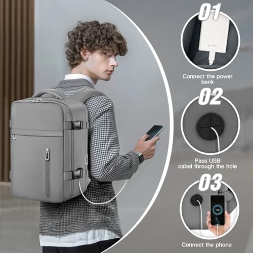 OTAHGK Cabin Bags 40×20×25 for Ryanair Underseat Carry-ons Travel Backpack Hand Luggage Bag Cabin Size 20L Flight Rucksack Casual Daypack School Office Backpack Fit 14 Inch Laptop-Grey — view 6