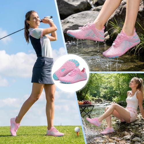 Hike Barefoot Shoes Womens Mens Walking Running Gym Trainers Wide Fit Non-Slip Lightweight Outdoor Swim Surf Water Shoes Pink — view 2