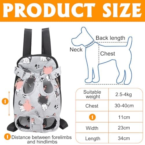 FOSDICK Soft Fabric Cat Carrier Bag, Cartoon Portable Cat Bag, Front Pet Carriers for Cats, Kitten Carrier With Holding Attachment, Legs Out Pet Carrier Travel Backpack for Cats, Small Dogs, Puppies — view 5