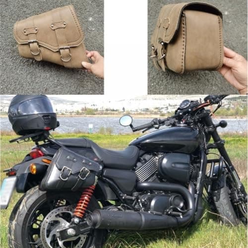 Classic for beige Triangle Saddle Bag for Cruiser Motorcycles(Right) — view 2