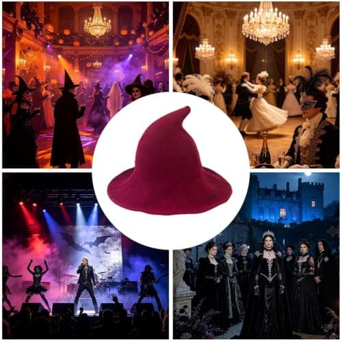 Halloween Witch Hat,Knitted Wide Brim Foldable Costume Hat,Cosplay Party — view 4