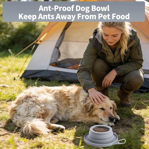 Non Spill Dog Travel Bowl with Ant-Proof Base Collapsible Pet Water Food Bowls Integrated Molding Dog Car Water Bowl Anti Spill for Road Trip, Walks, Travel, Camping and Hiking (Light Gray) — view 6