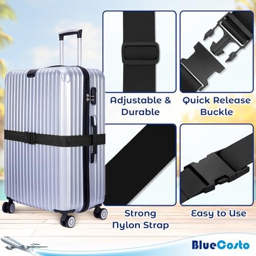 Luggage Straps for Suitcase - Black, 1.9m x 5cm, 20 Pack - Strap for Suitcases - TSA Approved by BlueCosto — view 3