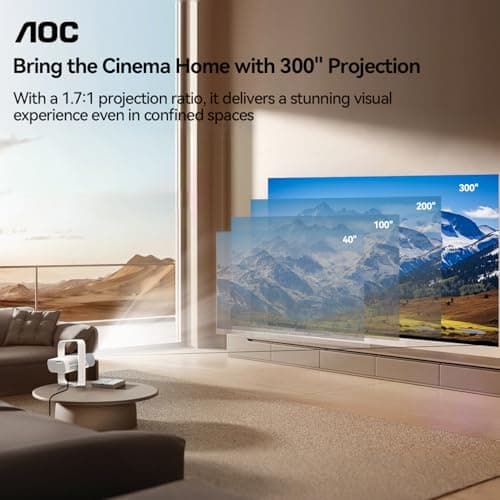 AOC Smart Projector Native 1080P 4K Support,15000 Lumens, Android 13,WiFi6,Auto Focus & Keystone On-the-Go Outdoor Projector,360° Rotatable Projectors with Built-in Apps & Stereo — view 5