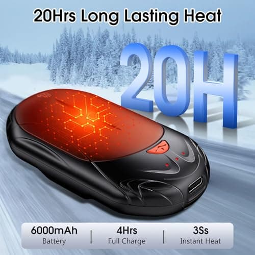 2-Pack Hand Warmer Rechargeable 6000mAh OUTJUT Portable Pocket Warmer 3 Heating Modes USB Electric Split Rechargeable Hand Warmer Suitable for Outdoor Sports, Camping, for Reno Patients — view 3