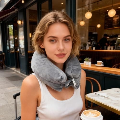 Travel Pillow/Blanket 2-in-1,Portable Blanket Neck Pillow for Airplane Gray — view 5