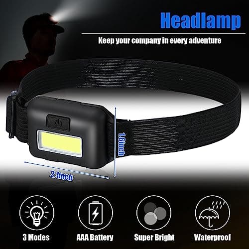 Kittmip 48 Pack LED Headlamp Flashlight Bright Waterproof Head Lamp Torch Cob Flood Head Light Bulk 800 lumens with 3 Modes 144 AAA Batteries for Adult Kids Running Camping Night Survival, 4 Colors — view 4