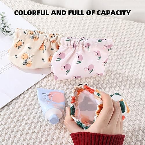 MFCGHXR 6 PCS Pocket Cosmetic Bag, Self-Closing Shrapnel Small Makeup Pouch, Waterproof Travel Makeup Cosmetic Pouch, for Handbag Purse Earphones Coin Lipstick Cosmetic Accessories Organizer — view 4