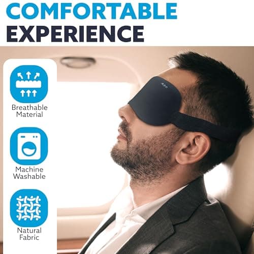 Shaped 3D Sleep Eye Mask Deep Contoured - Gift for Man or Woman, Deep Contoured Shape, Comfortable Lightweight Sleeping Mask for Travel, Shift Work or Plane Journey MSC – Black1Shaped — view 2