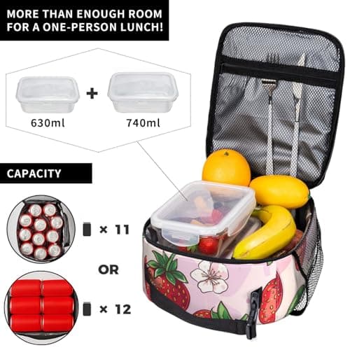 cromcu Lavender Marble Insulated Lunch Box for Women Girls Nature Lovers,Polyester Reusable Cooler Lunchbox Gifts,Purple Texture Leakproof Lunchbag for Work,Picnic,Travel,Hiking,Fishing,Camping — view 4