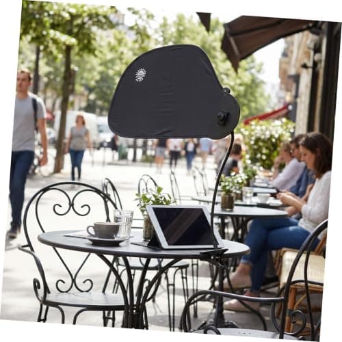 COSMOBETTY Portable Adjustable Laptop Sun Shade with Clip Anti-glare Screen Shield for Outdoor Work and Office Use Light Blocking Umbrella for Laptops and Tablets Collapsible Black Design — view 5