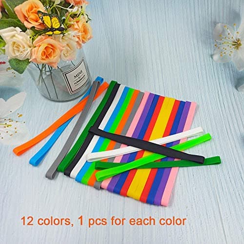 Silicone Rubber Bands,12 pcs Elastic Bands Large Wrapping Bands Coloured String,for Office Supply, File Folders, Books, Art, School,Home,Cooking, Wrapping(12 Colors) — view 5