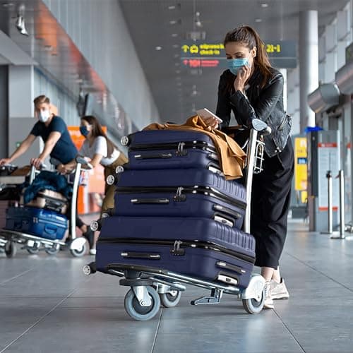 Karl home Set of 3 Suitcase Set, Luggage Sets with 4 Rolling Spinner Wheels TSA Lock, Lightweight Hardside Carry On or Check in Trolley Travel Case, Navy Blue ABS Hard Shell — view 5