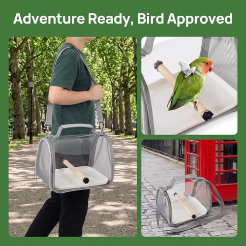 Bird Travel Carrier 26cm Plastic Portable Cage with Perch and Tray — view 3