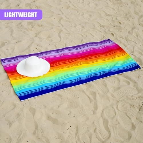 GEEZY Microfibre Beach Towel, Rainbow Design - Quick Drying, Lightweight, Sand-Free, Large & Durable, Summer Design - Beach Essentials for Travel, Holiday, Swimming, Sauna, Adults & Kids, 70x140cm — view 3